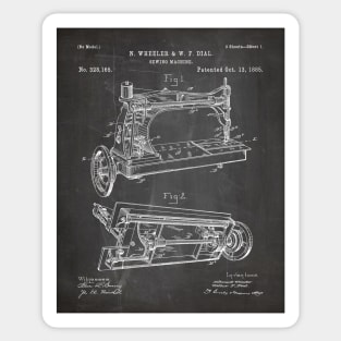 Sewing Machine Patent - Seamstress Craft Sewing Room Art - Black Chalkboard Sticker